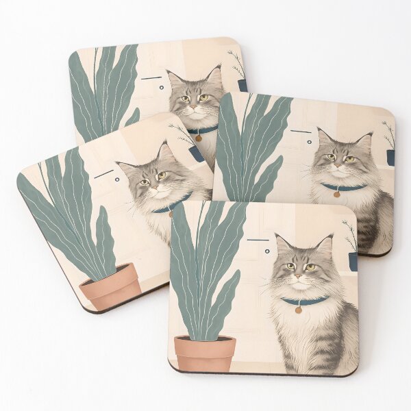 Item preview, Grey Maine Coon | Wall Art designed and sold by Whimsical Cat Designs.