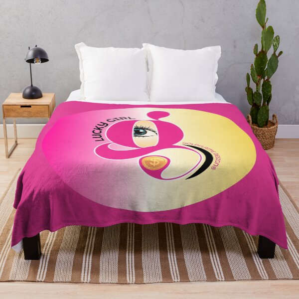 Item preview, LUCKY GIRL - Affirming Abundance Vibrant ART DECO DESIGN - magenta-pink-yellow designed and sold by GoldflameDesign®.