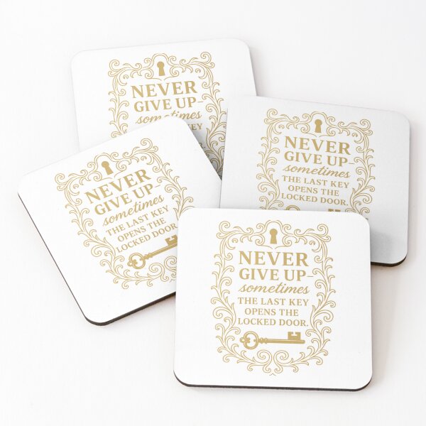 Item preview, Never Give Up – Unique Motivational Quote with Key & Door Design designed and sold by GogoVibes.