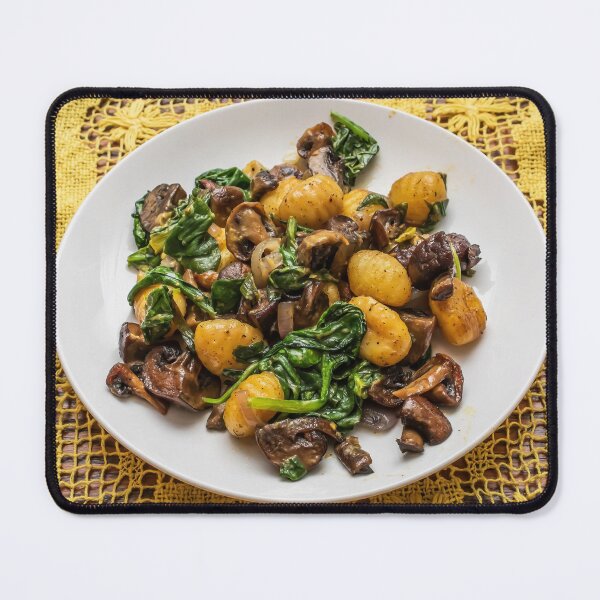 Item preview, Sheet-pan Gnocchi with Mushrooms and Spinach with a Mustard Sauce designed and sold by LINDA MCKUSICK.