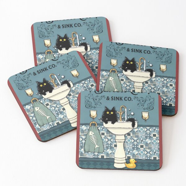 Item preview, Black Cat And Sink Co. Wash Your Paws Poster designed and sold by DorisReiterd.