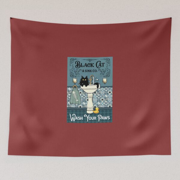 Item preview, Black Cat And Sink Co. Wash Your Paws Poster designed and sold by DorisReiterd.