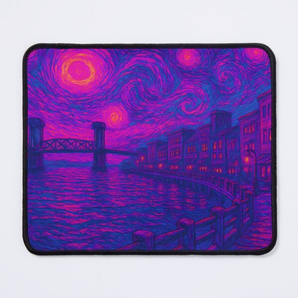 Item preview, Neon Impressionist Night Over Wilmington Riverwalk designed and sold by JWsNeonHorizons.