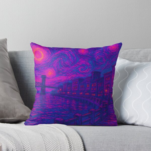 Item preview, Neon Impressionist Night Over Wilmington Riverwalk designed and sold by JWsNeonHorizons.