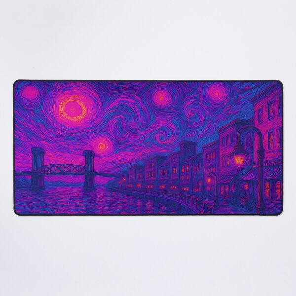 Item preview, Neon Impressionist Night Over Wilmington Riverwalk designed and sold by JWsNeonHorizons.