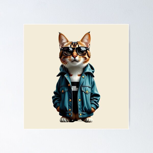 Item preview, Anthropomorphic Cat with Sunglasses designed and sold by Uglyandcute.