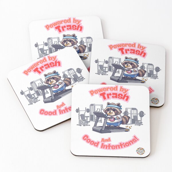 Item preview, Powered by Trash and Good Intentions Funny Raccoon Gym Humor Gift designed and sold by Critter Chaos Co.