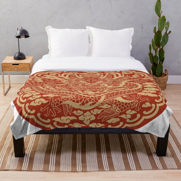 Aperçu de l'œuvre Dragon rouge frontal de Gonryongpo - Médaillon de dragon à cinq griffes de la robe royale coréenne vue de face créée et vendue par noolook.