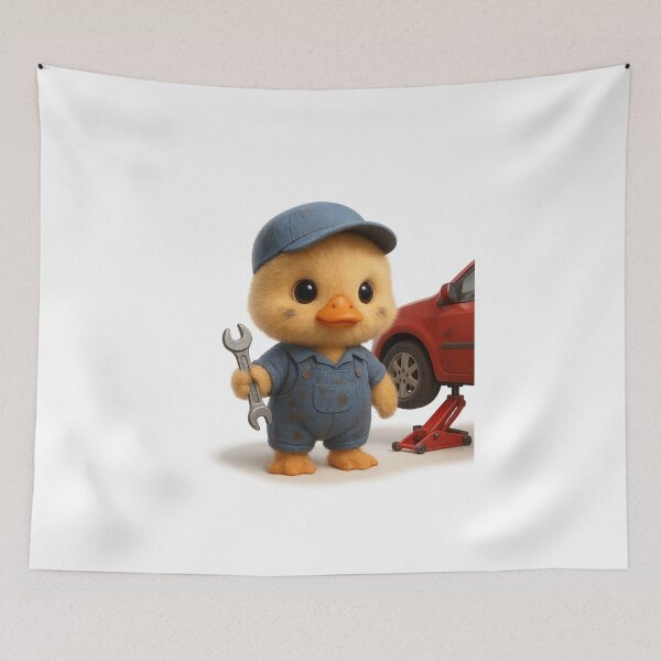 Item preview, Cute Mechanic Duck with Wrench | Kawaii Animal Cottagecore Art designed and sold by Moons Studio.