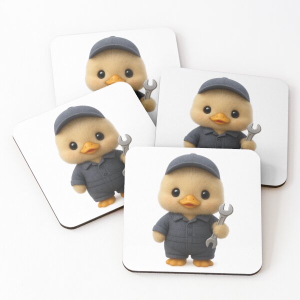 Item preview, Cute Mechanic Duck with Wrench | Kawaii Fluffy Animal Cottagecore Art designed and sold by Moons Studio.