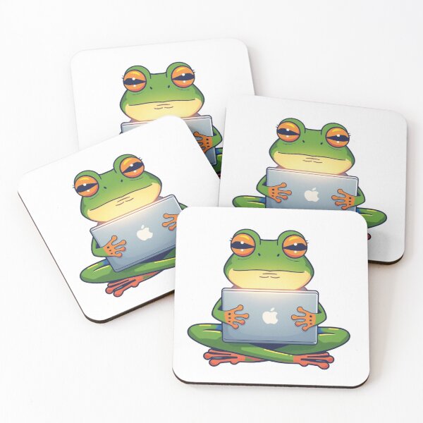 Item preview, Zen Frog at the Digital Desk designed and sold by Chill Doodles.