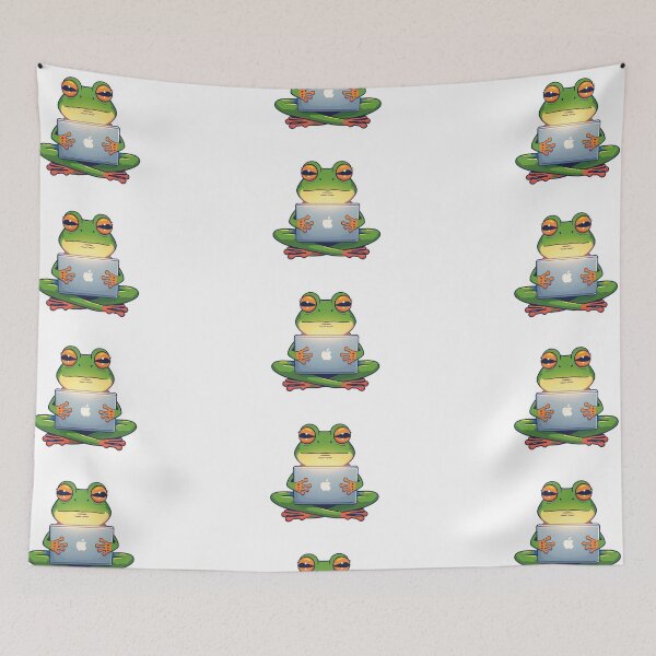 Item preview, Zen Frog at the Digital Desk designed and sold by Chill Doodles.