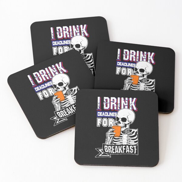 Item preview, I Drink Deadlines for Breakfast – Funny Skeleton Coffee Design designed and sold by DAFIN.
