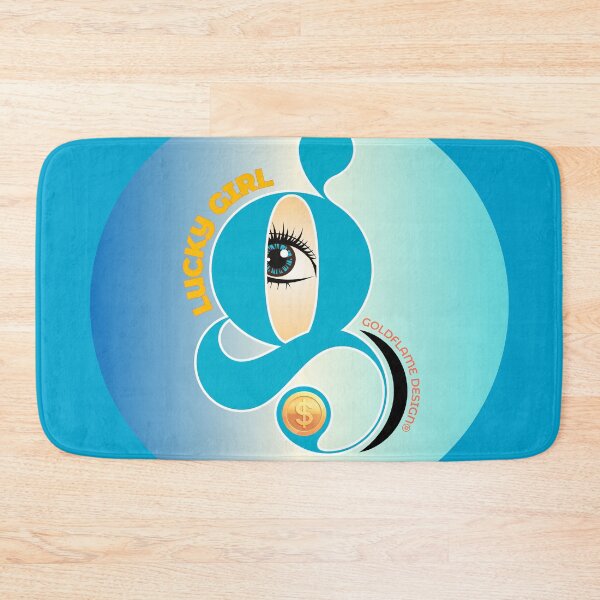 Item preview, LUCKY GIRL - Affirming Abundance Vibrant ART DECO DESIGN - turquoise-blue-yellow designed and sold by GoldflameDesign®.