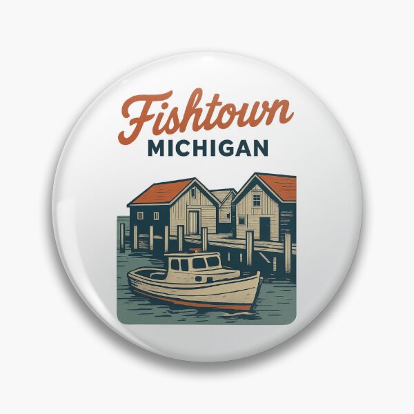 Item preview, Vintage Dockside Scene – Fishtown Michigan Illustration designed and sold by Youssef-BM.