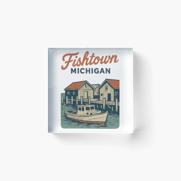 Item preview, Vintage Dockside Scene – Fishtown Michigan Illustration designed and sold by Youssef-BM.