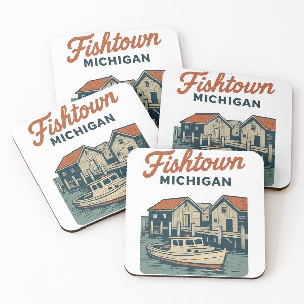 Item preview, Vintage Dockside Scene – Fishtown Michigan Illustration designed and sold by Youssef-BM.