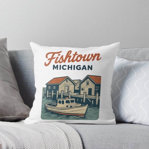 Item preview, Vintage Dockside Scene – Fishtown Michigan Illustration designed and sold by Youssef-BM.