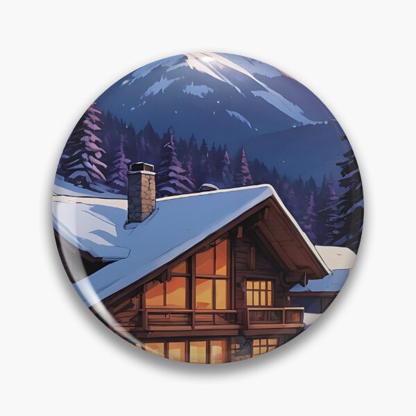 Item preview, A Cozy Lodge Amidst the Winter Sunset designed and sold by HorizonHues.