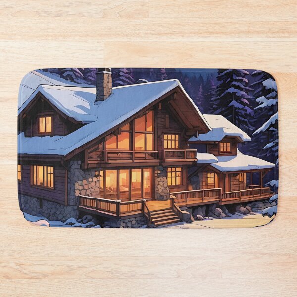 Item preview, A Cozy Lodge Amidst the Winter Sunset designed and sold by HorizonHues.