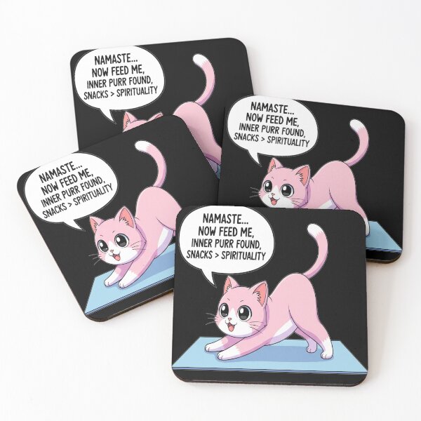 Item preview, Kawaii Yoga Cat Sticker Funny Downward Dog Anime Cat with Namaste Snack Joke designed and sold by Neko-Doodle-co.