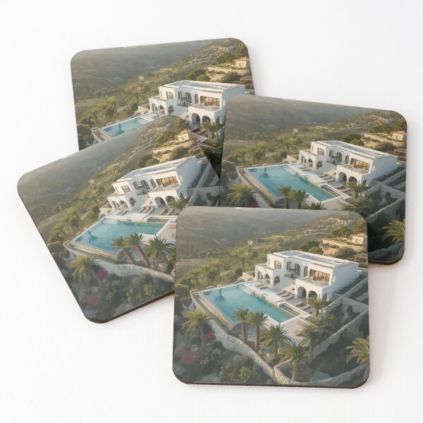 Item preview, Modern White Villa with Infinity Pool and Palm Trees designed and sold by mikorela.