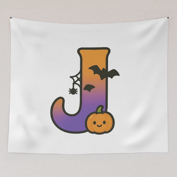 Item preview, Halloween Letter J – Cute Kawaii Cartoon with Spooky Details designed and sold by PrintCreations9.