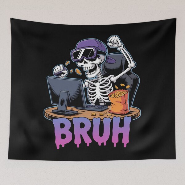Item preview, Funny Skeleton Gamer Video Gaming Bruh designed and sold by tearbytea.