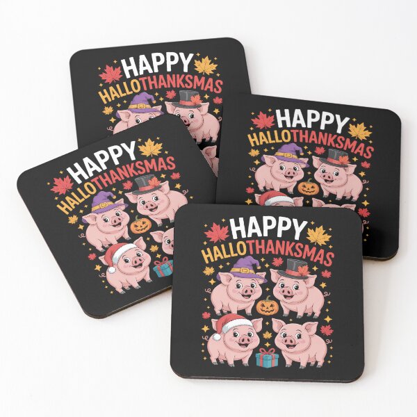 Item preview, Pigs Happy Halloween Thanksgiving Christmas designed and sold by tearbytea.