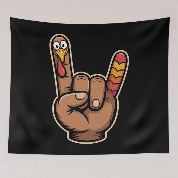 Item preview, Rock Sign Turkey Hand Cool Thanksgiving designed and sold by tearbytea.