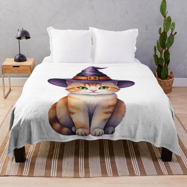 Aperçu de l'œuvre Chaton avec un chapeau de sorcière | Jolie illustration d'Halloween créée et vendue par ShimaiStore.