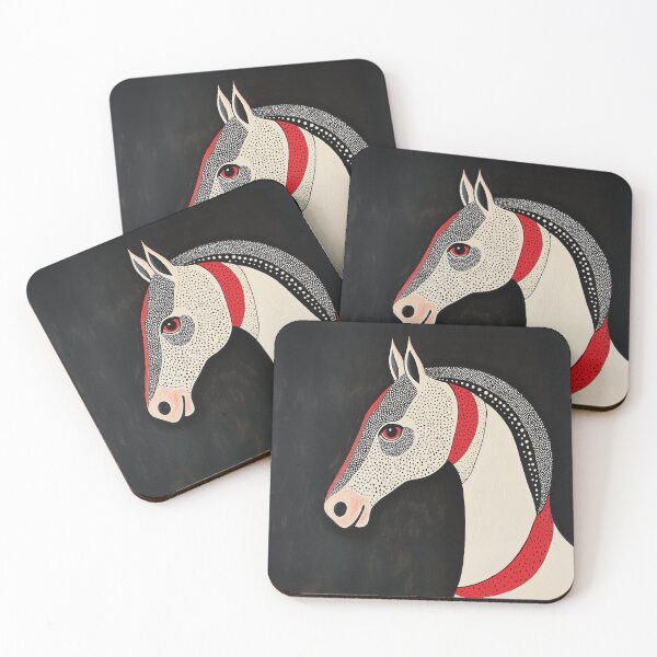 Item preview, Stylized portrait design of an Arabian horse with Gond painting patterns. designed and sold by HEMRO.