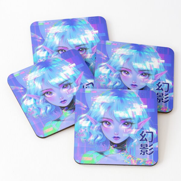 Item preview, Glitch Elf Neon Anime Portrait designed and sold by bubblegoth.