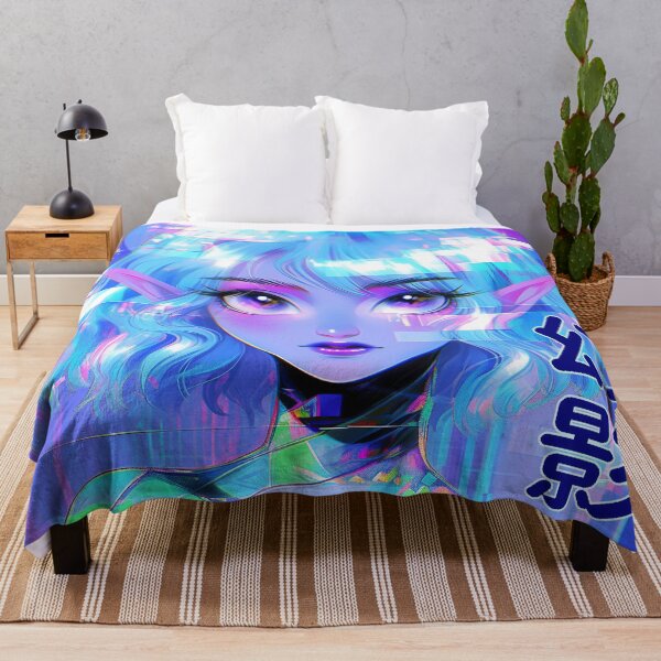Item preview, Glitch Elf Neon Anime Portrait designed and sold by bubblegoth.