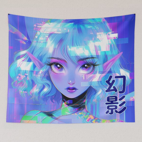 Item preview, Glitch Elf Neon Anime Portrait designed and sold by bubblegoth.