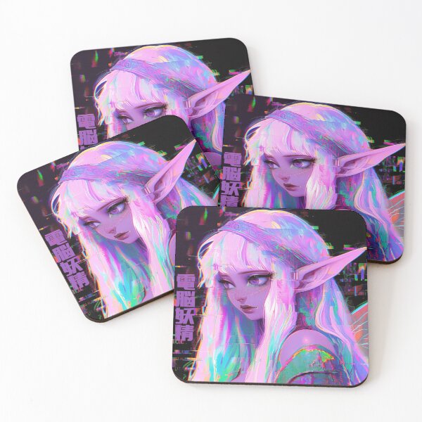 Item preview, Cyber Fairy Neon Glitch Portrait designed and sold by bubblegoth.