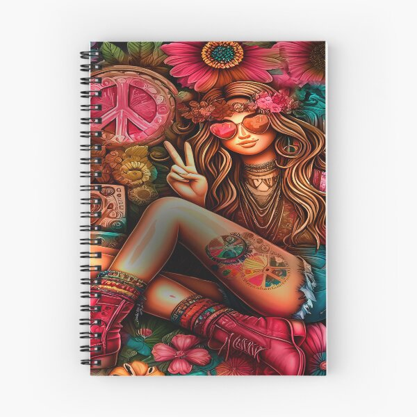 Item preview, Psychedelic Hippie Girl with Peace and Flowers designed and sold by Groovy Looks.