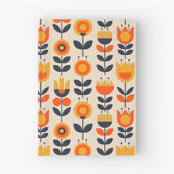 Item preview, Mid-Century Modern Floral Seamless Pattern – Bold Geometric Flowers in Orange & Navy designed and sold by VelloomStore.