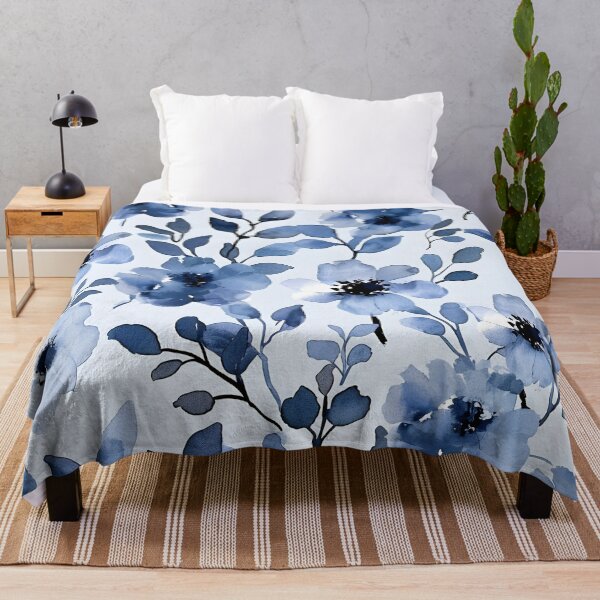 Artikelvorschau, nahtloser Aquarell-Blaublumendruck entworfen und verkauft von dcrc.
