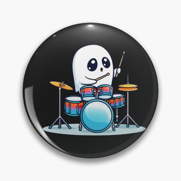 Artikelvorschau, Ghost Drummer on Ice – Lustiger Chibi-Geist, der Neon-Eistrommeln spielt | Cooles Winter-Kawaii-Design entworfen und verkauft von ColorSplash123.