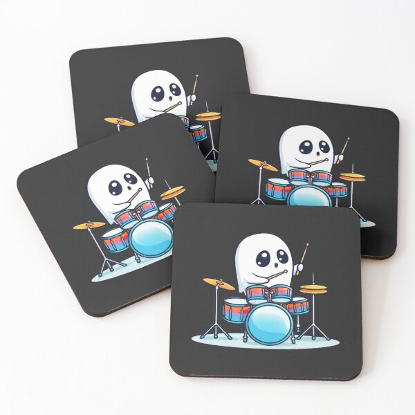 Item preview, Ghost Drummer on Ice – Funny Chibi Ghost Playing Neon Ice Drums | Cool Winter Kawaii Design designed and sold by ColorSplash123.