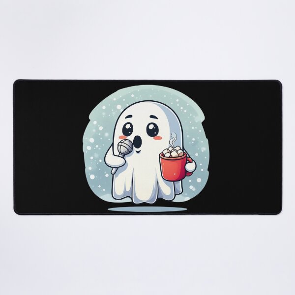 Item preview, Ghost Singer with Hot Cocoa – Funny Chibi Ghost Singing in Winter | Cute Kawaii Cartoon Design designed and sold by ColorSplash123.