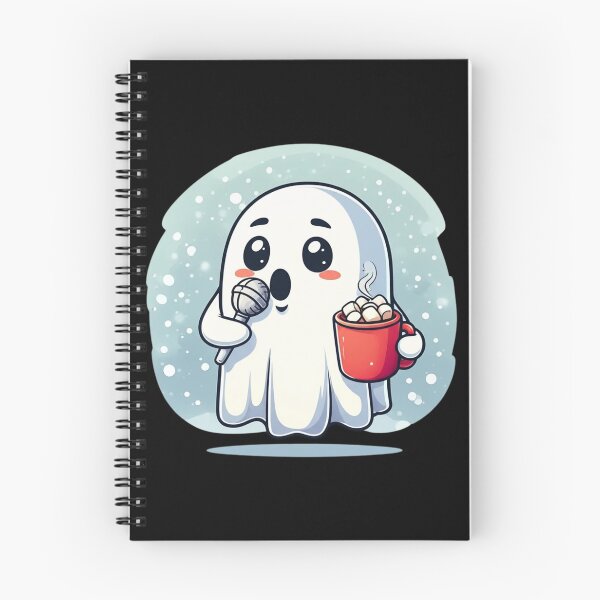 Item preview, Ghost Singer with Hot Cocoa – Funny Chibi Ghost Singing in Winter | Cute Kawaii Cartoon Design designed and sold by ColorSplash123.