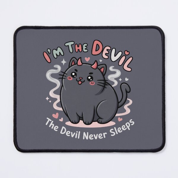 Item preview, The Devil Never Sleeps , Mischievous Kitty designed and sold by Kaurisdigital.