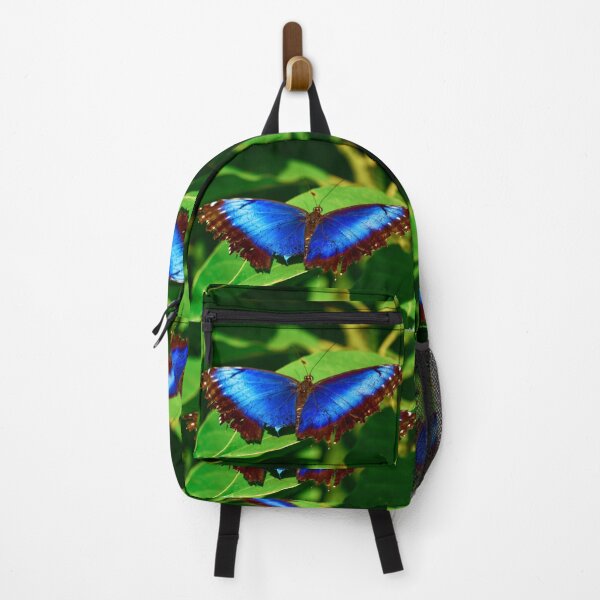 Item preview, Amazing Blue Morpho Butterfly Resting on Green Leaf designed and sold by Yogibear & Rachelle .