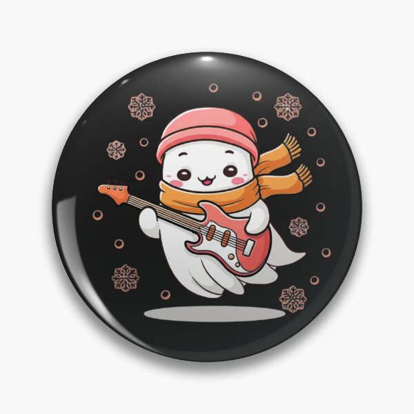 Artikelvorschau, Gitarrengeist im Schnee – Süßer Chibi-Geist, der E-Gitarre spielt | Lustiges Winter-Kawaii-Design entworfen und verkauft von ColorSplash123.