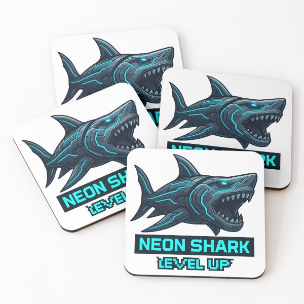 Item preview, Neon Shark – Level Up Cyber Ocean designed and sold by InkMalinois.