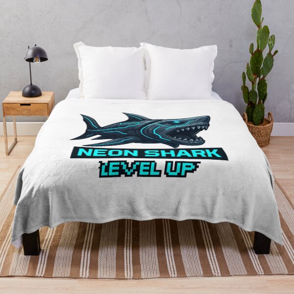 Item preview, Neon Shark – Level Up Cyber Ocean designed and sold by InkMalinois.