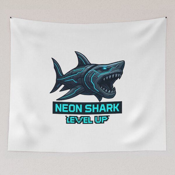 Item preview, Neon Shark – Level Up Cyber Ocean designed and sold by InkMalinois.