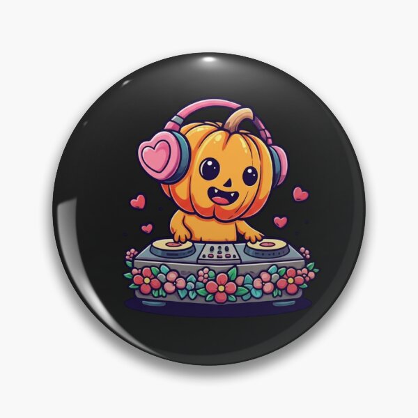 Item preview, Pumpkin Valentine DJ – Cute Chibi Pumpkin with Heart Headphones | Funny Kawaii Valentine’s Day Design designed and sold by ColorSplash123.